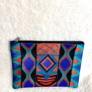 Embroidered Multicolor Clutch or Makeup bag by World Market|
